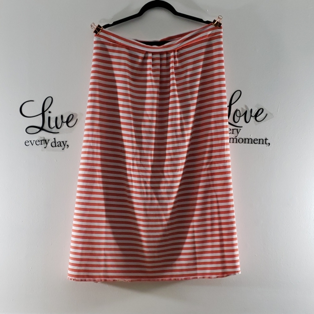 Orange and white striped midi skirt - 213